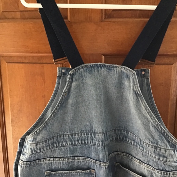 Cider Overalls Wm 1XL Wide Leg Lightwash Denim Jean One Piece Pocket Suspenders - Picture 6 of 7